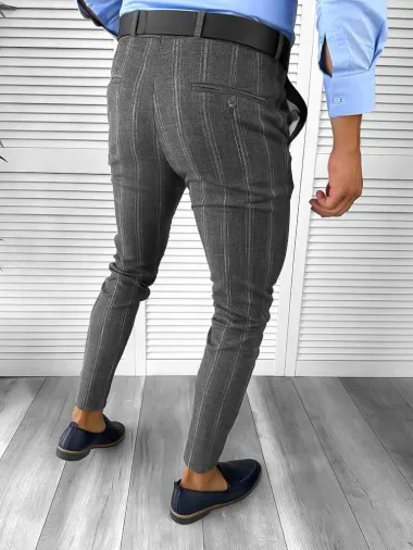 Pantaloni barbati eleganti gri B1551 I19-1 